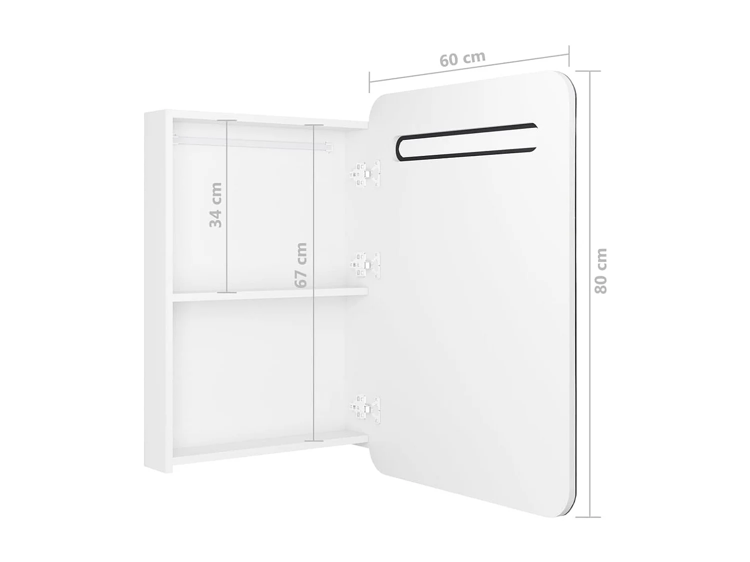 Armoire de salle de bain à miroir LED Blanc brillant 60x11x80