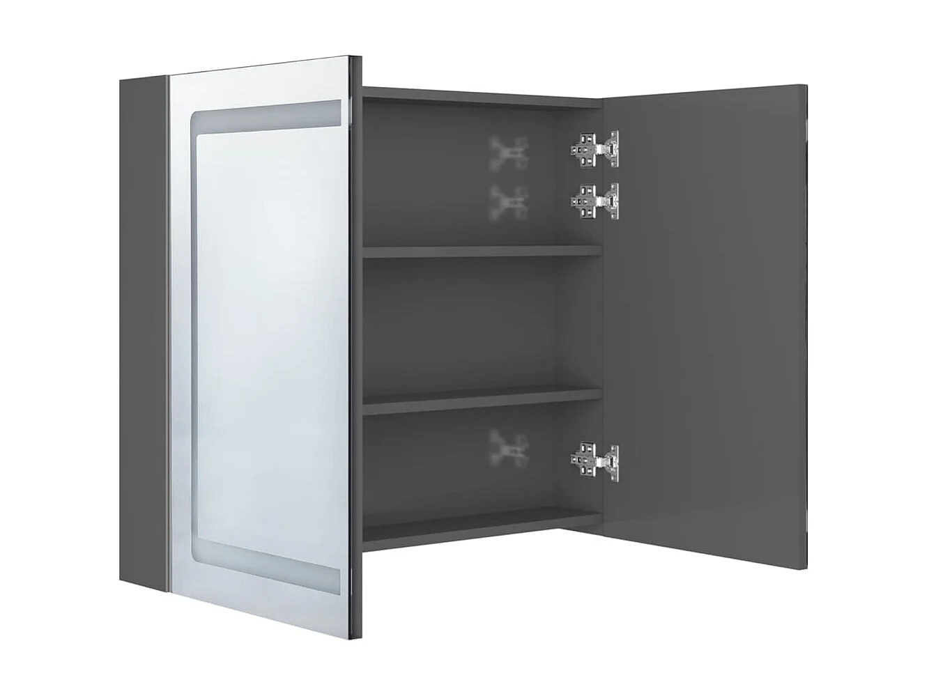 Armoire de salle de bain à miroir LED Gris brillant 80x12x68