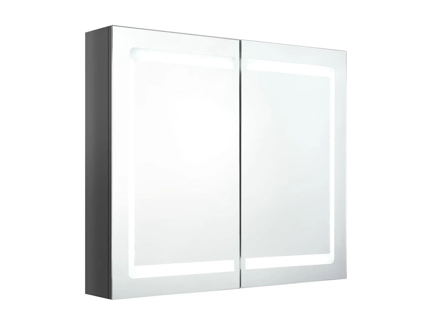 Armoire de salle de bain à miroir LED Gris brillant 80x12x68