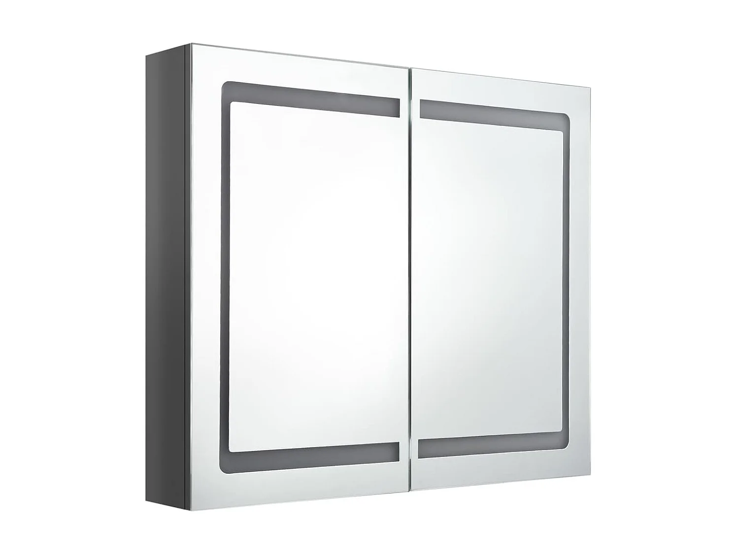 Armoire de salle de bain à miroir LED Gris brillant 80x12x68