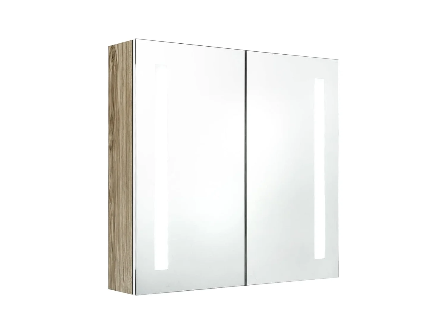 Armoire de salle de bain à miroir LED Blanc et chêne 62x14x60