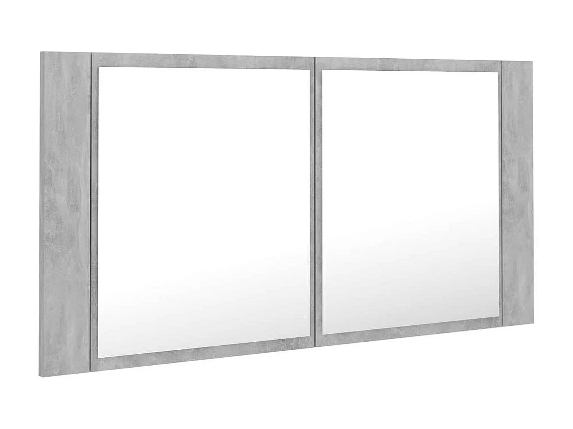 Armoire de salle de bain à miroir à LED Gris béton 90x12x45
