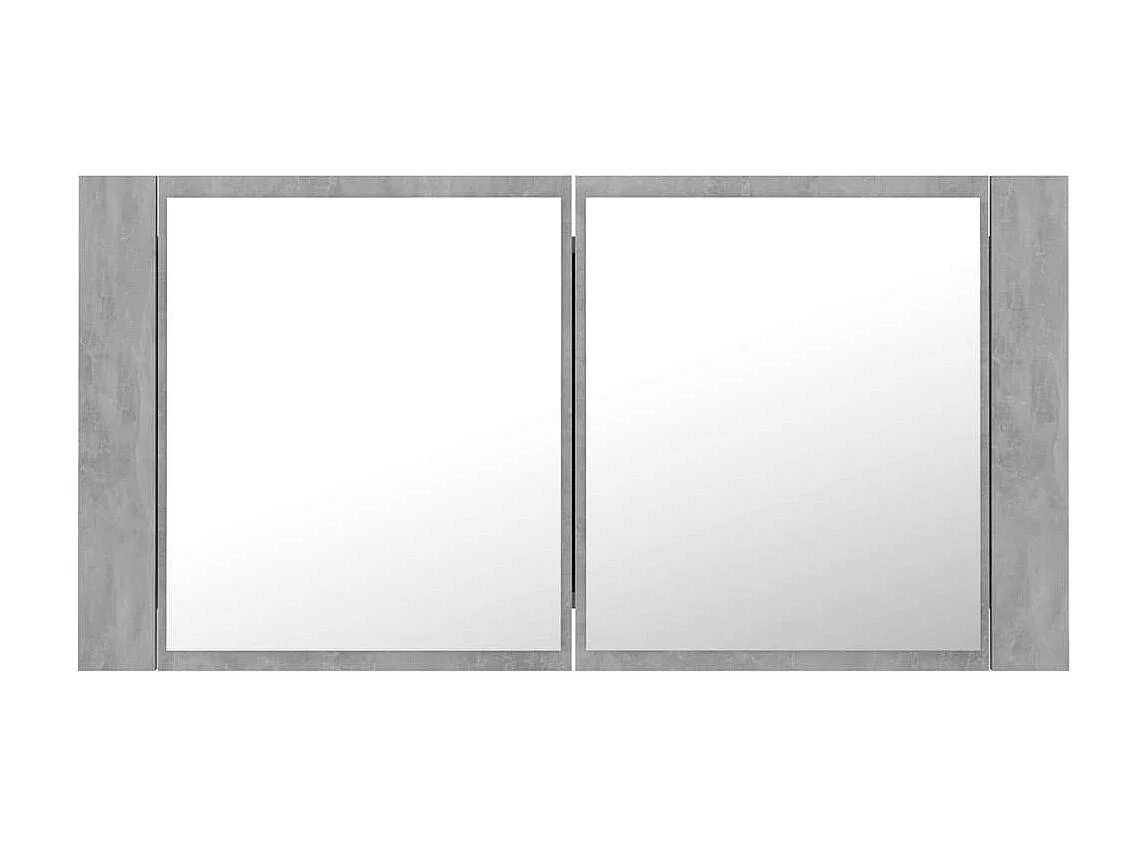 Armoire de salle de bain à miroir à LED Gris béton 90x12x45
