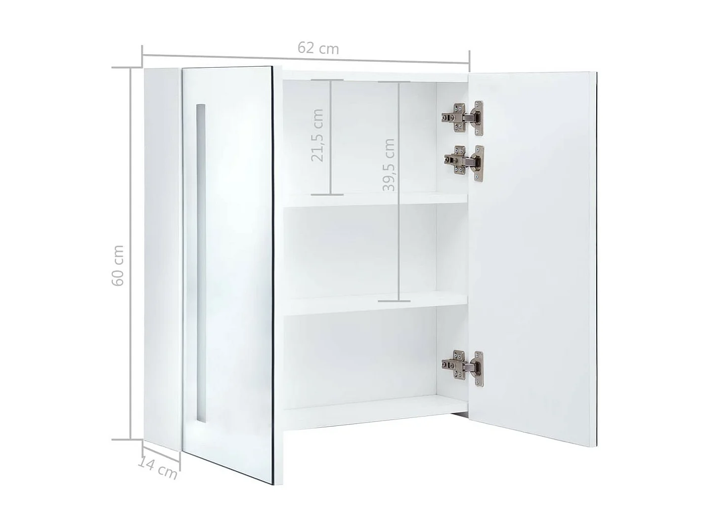 Armoire de salle de bain à miroir LED 62x14x60