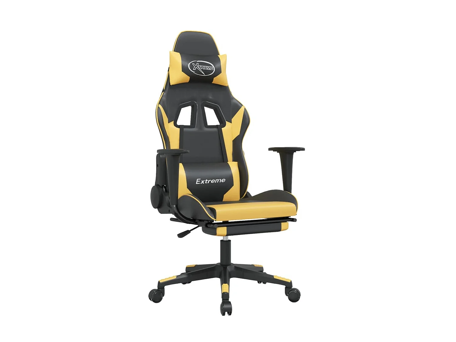 Chaise de jeu avec repose-pied Noir et doré Similicuir