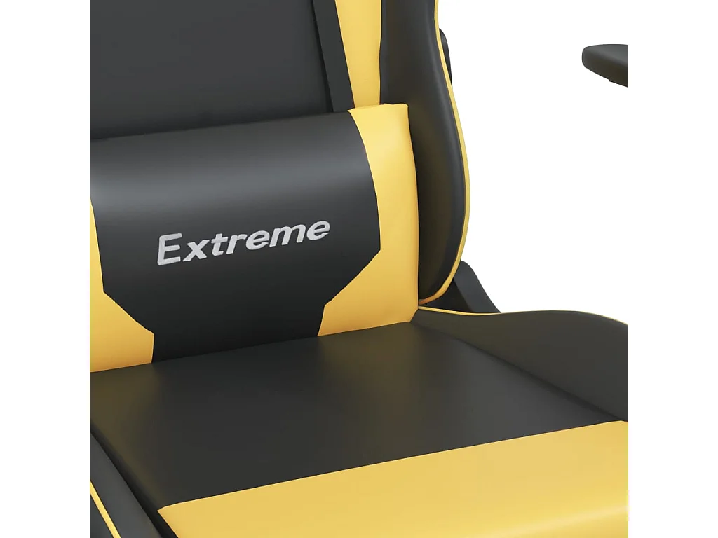 Chaise de jeu avec repose-pied Noir et doré Similicuir