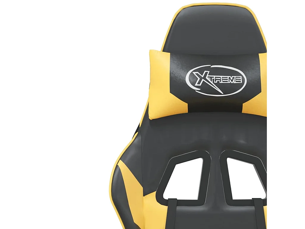 Chaise de jeu avec repose-pied Noir et doré Similicuir