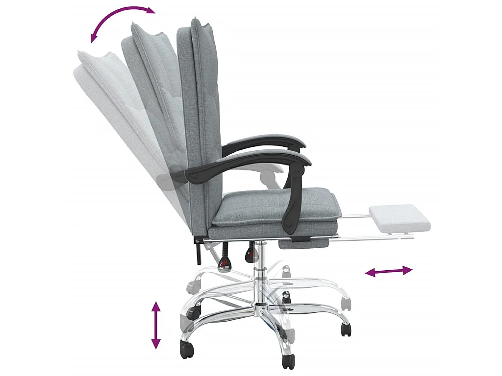 Fauteuil inclinable de bureau Gris clair Tissu