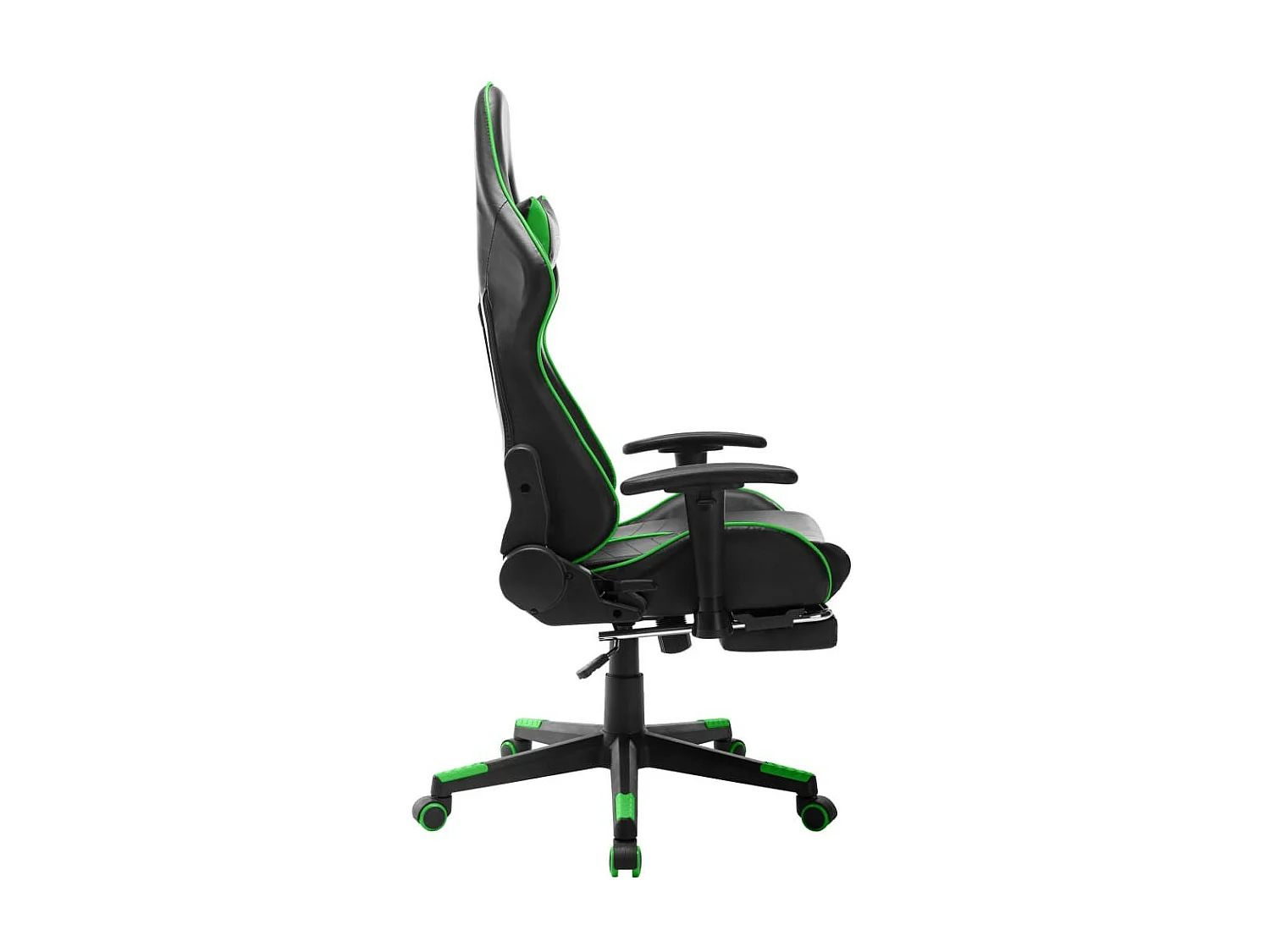 Chaise de jeu avec repose-pied Noir et vert Cuir artificiel