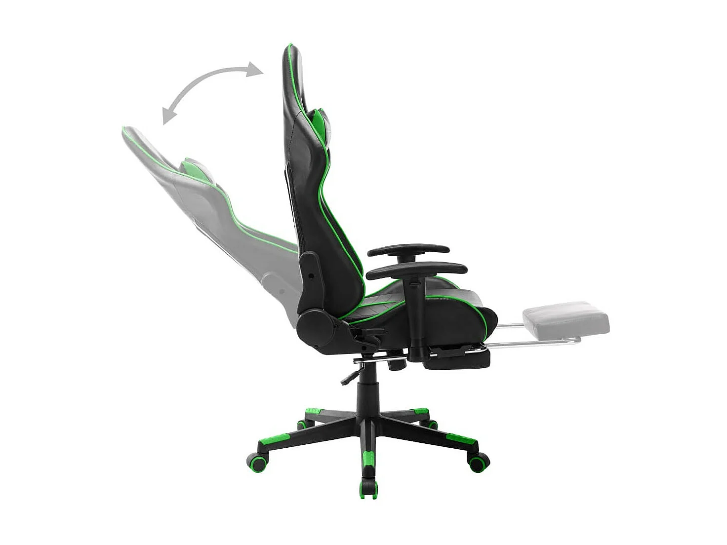 Chaise de jeu avec repose-pied Noir et vert Cuir artificiel
