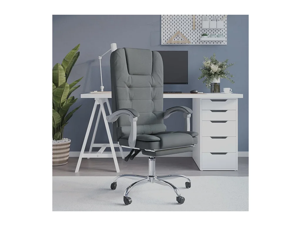 Fauteuil de massage inclinable de bureau Gris foncé Tissu