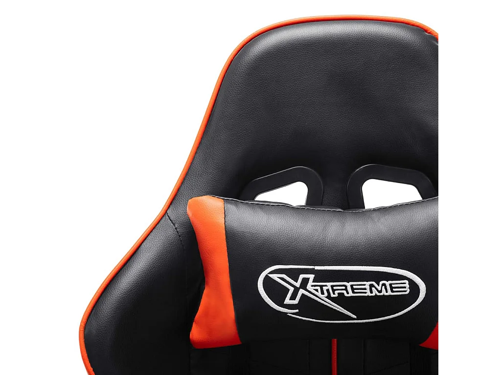 Chaise de jeu avec repose-pied Noir et orange Cuir artificiel