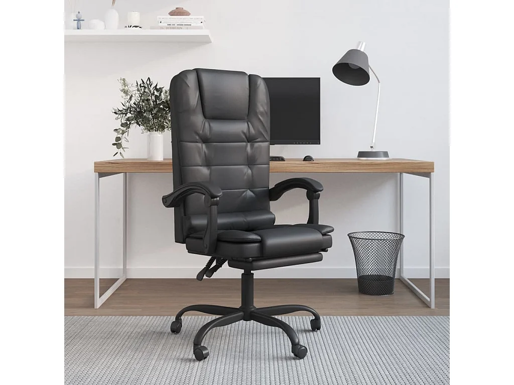 Fauteuil de massage inclinable de bureau Noir Similicuir