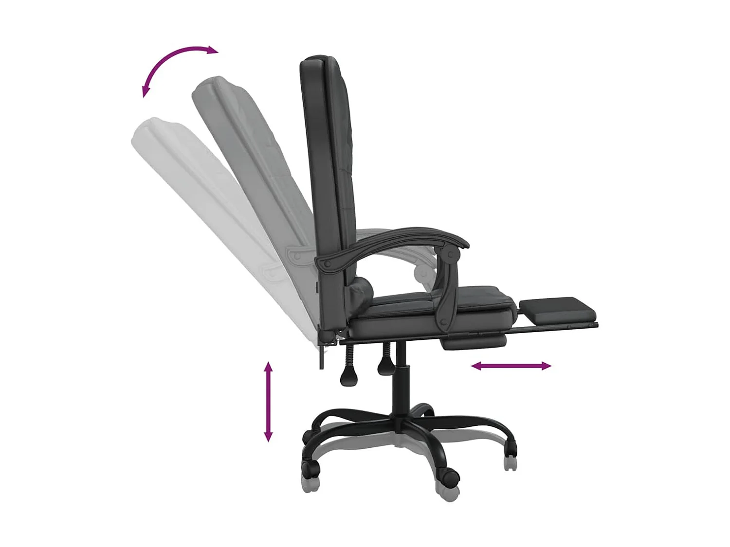 Fauteuil de massage inclinable de bureau Noir Similicuir