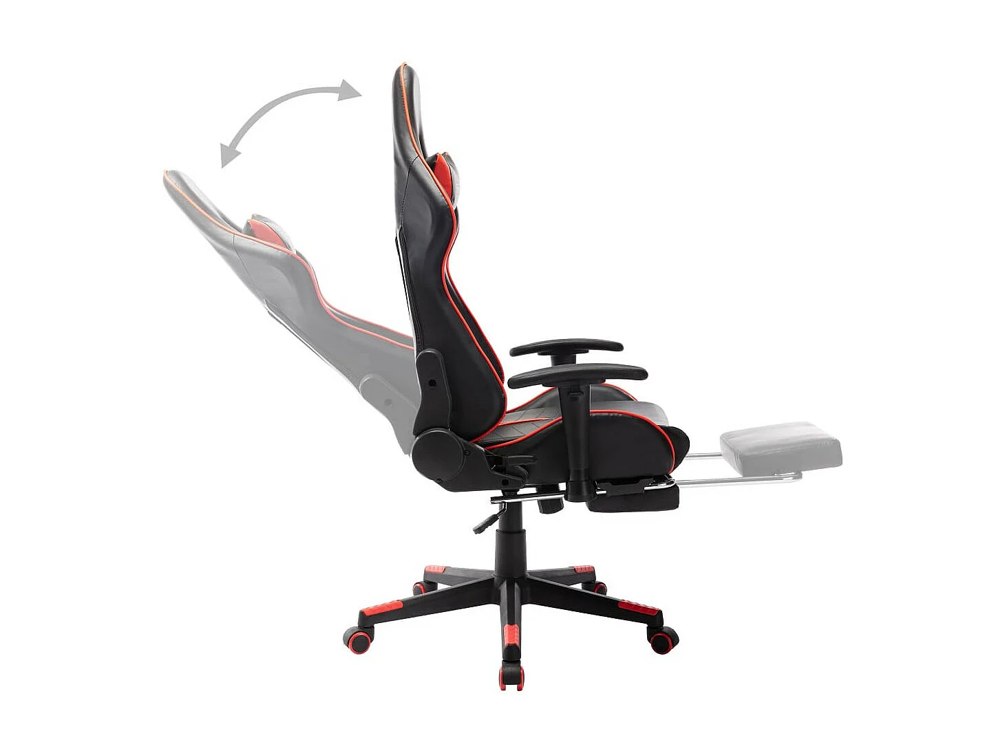 Chaise de jeu avec repose-pied Noir et rouge Cuir artificiel