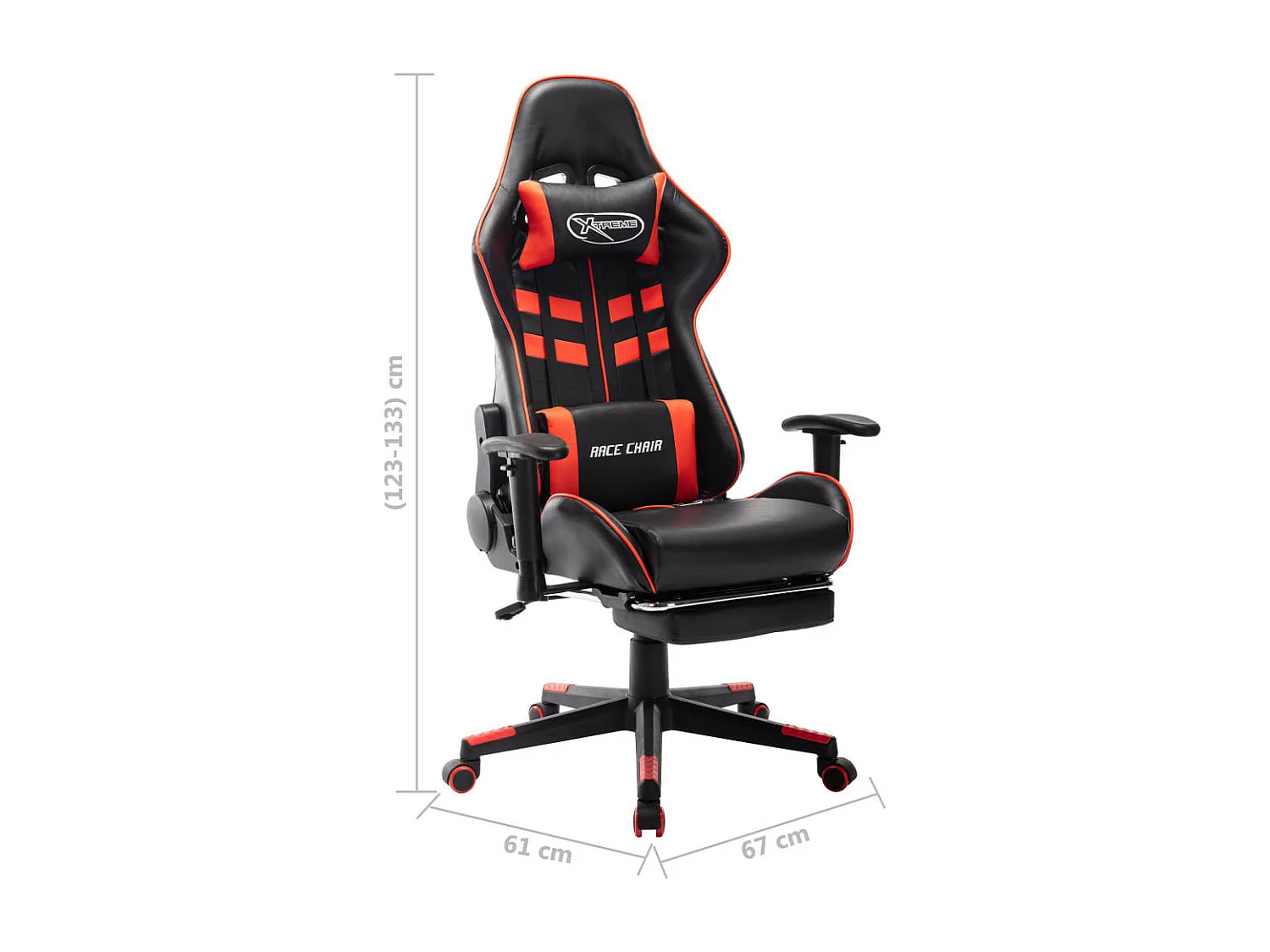 Chaise de jeu avec repose-pied Noir et rouge Cuir artificiel