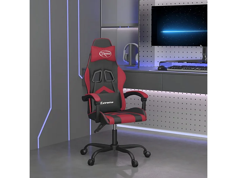 Chaise de jeu Noir et rouge bordeaux Similicuir 2