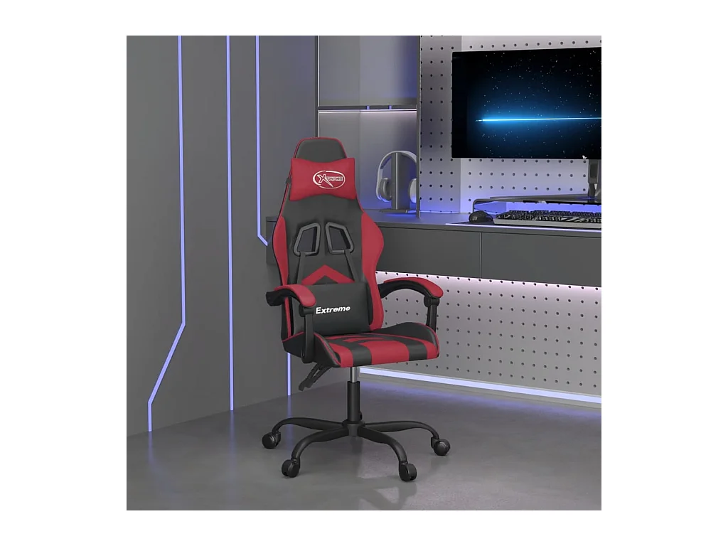 Chaise de jeu Noir et rouge bordeaux Similicuir 2
