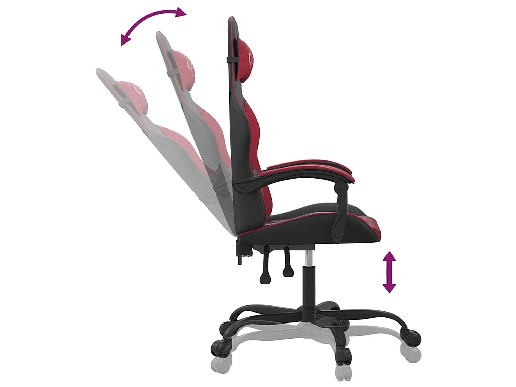 Chaise de jeu Noir et rouge bordeaux Similicuir 2