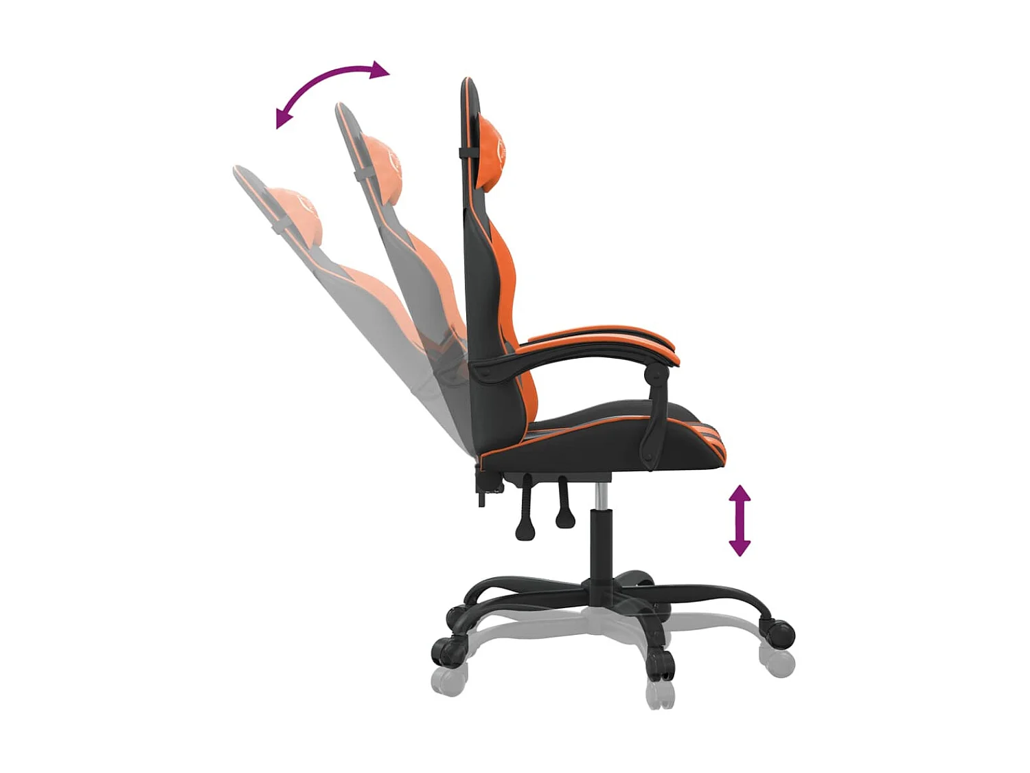 Chaise de jeu Noir et orange Similicuir