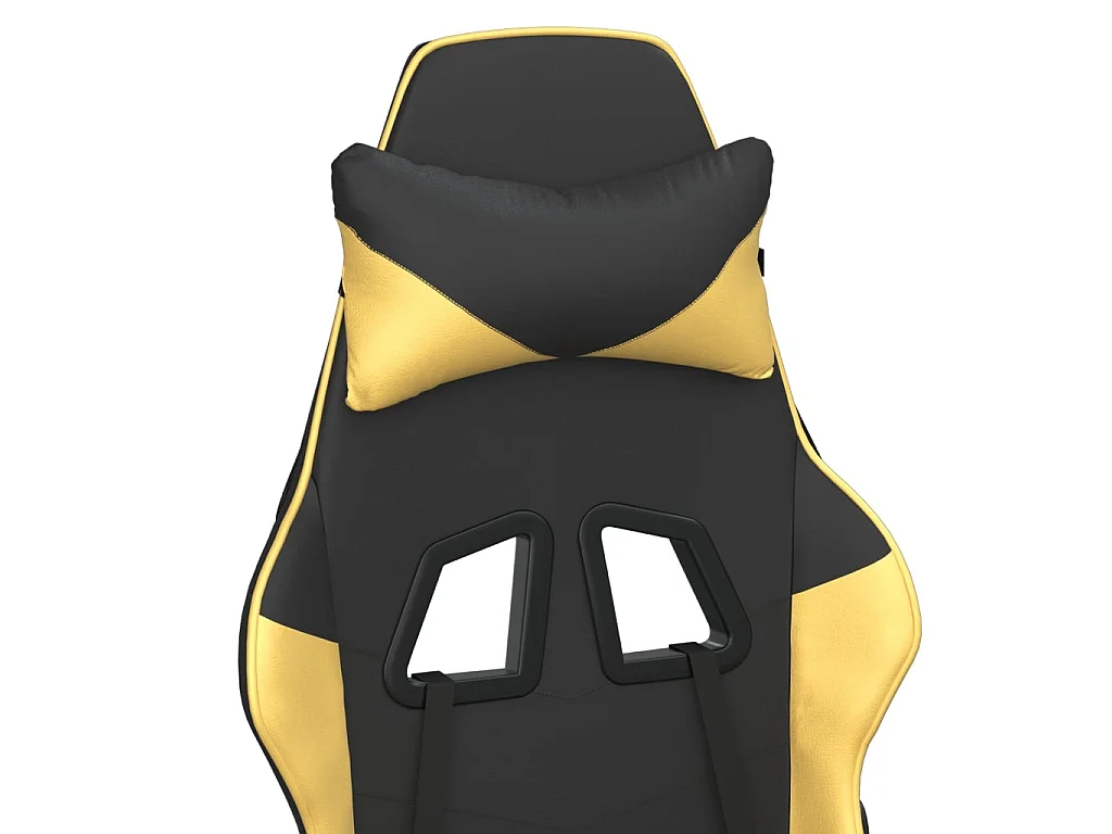 Chaise de jeu avec repose-pied Noir et doré Similicuir 2