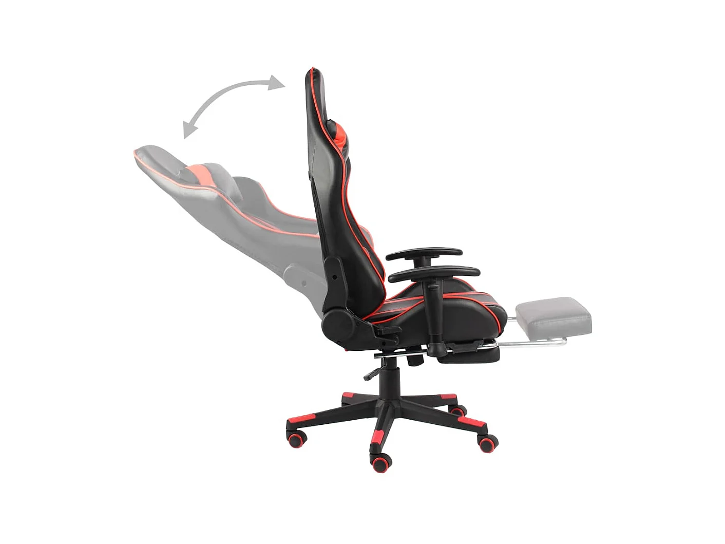 Gamestoel draaibaar met voetensteun PVC rood
