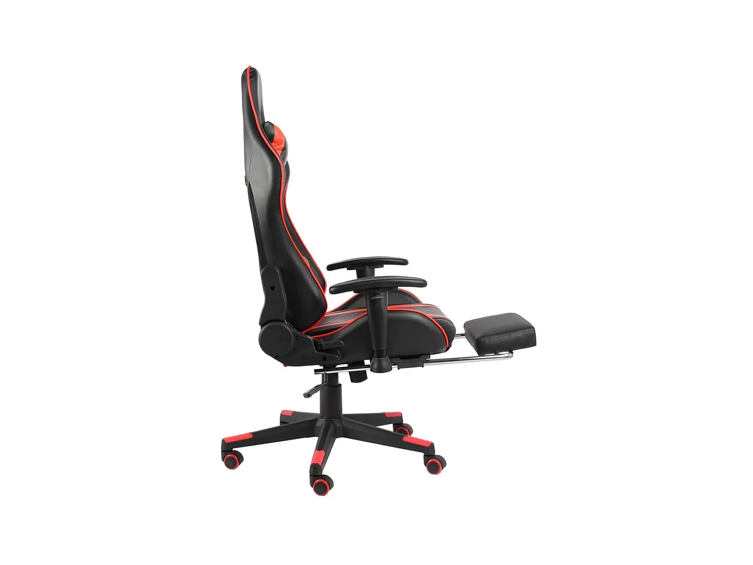Gamestoel draaibaar met voetensteun PVC rood