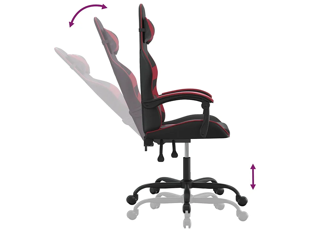 Chaise de jeu Noir et rouge bordeaux Similicuir