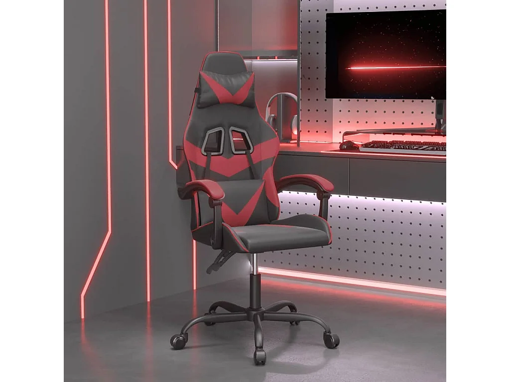 Chaise de jeu Noir et rouge bordeaux Similicuir