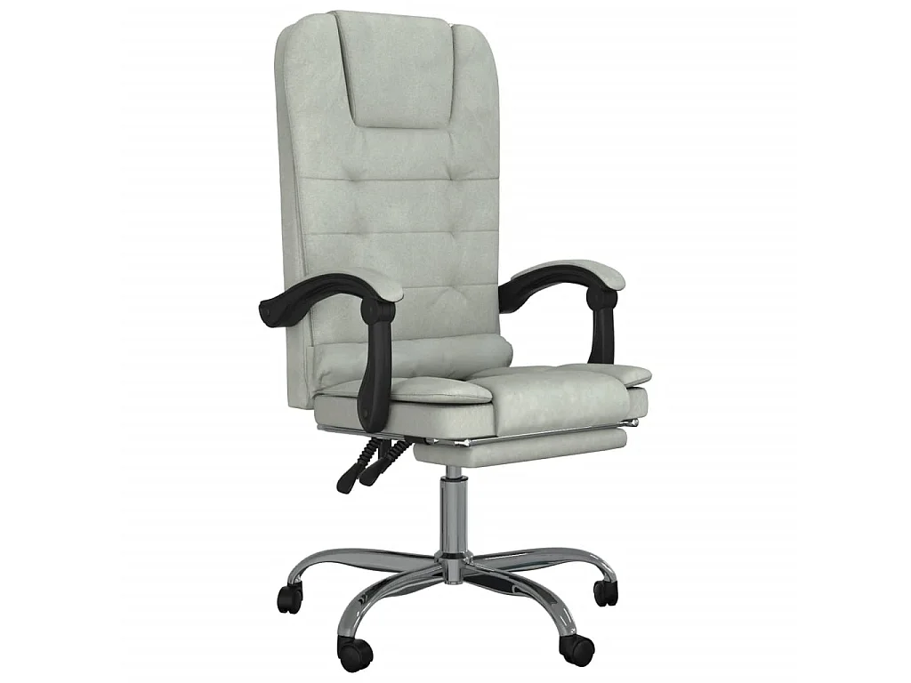 Fauteuil de massage inclinable de bureau Gris clair Velours