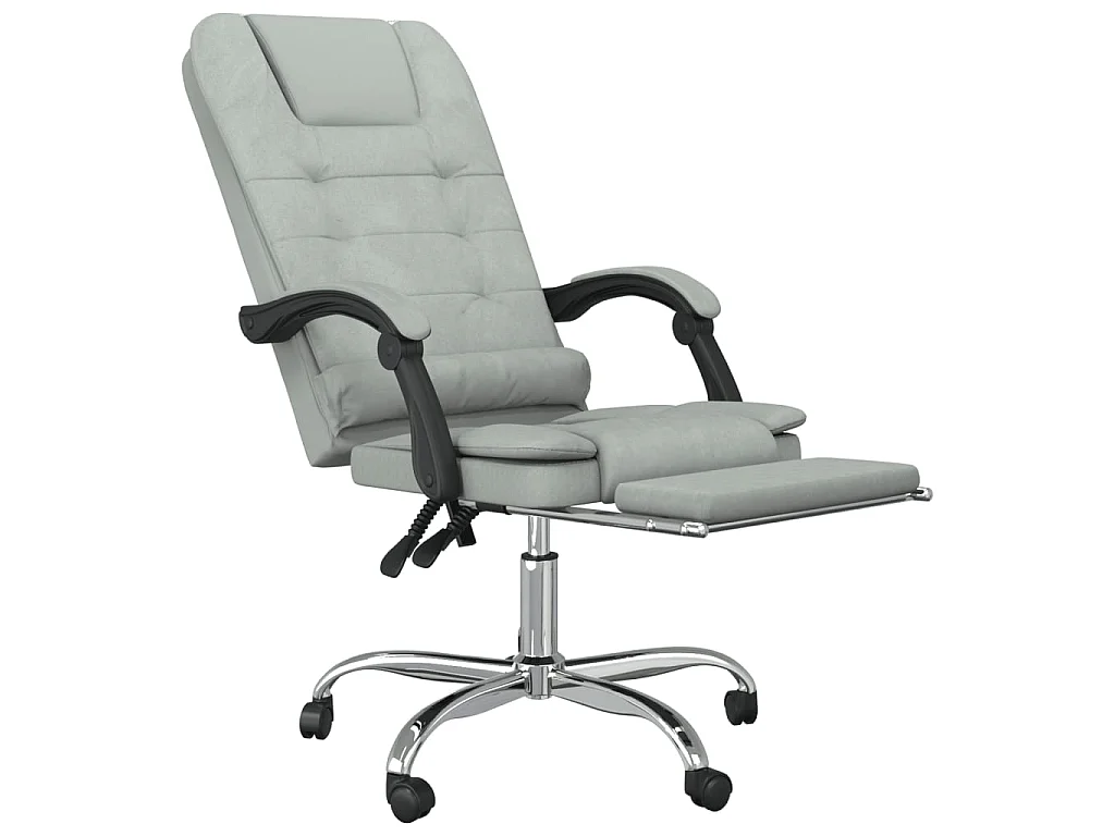 Fauteuil de massage inclinable de bureau Gris clair Velours