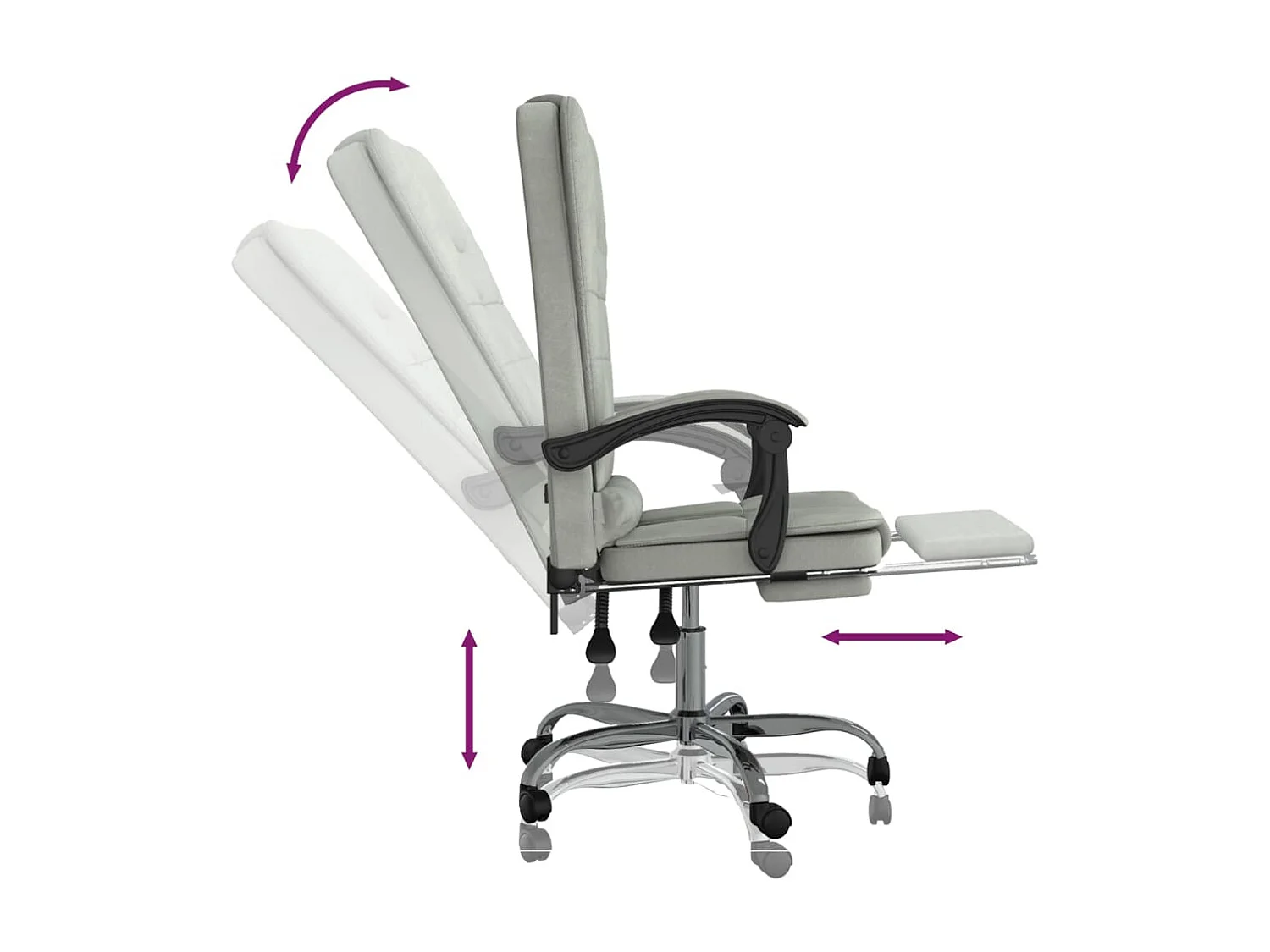 Fauteuil de massage inclinable de bureau Gris clair Velours