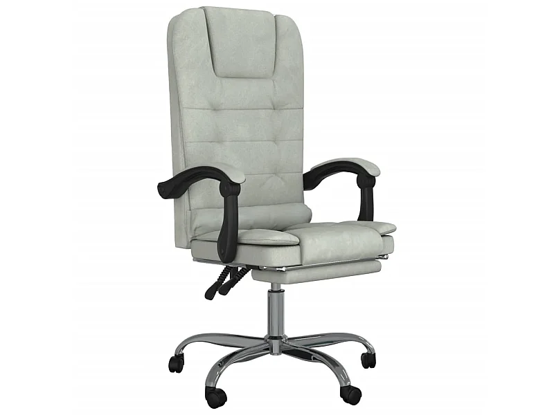 Fauteuil de massage inclinable de bureau Gris clair Velours