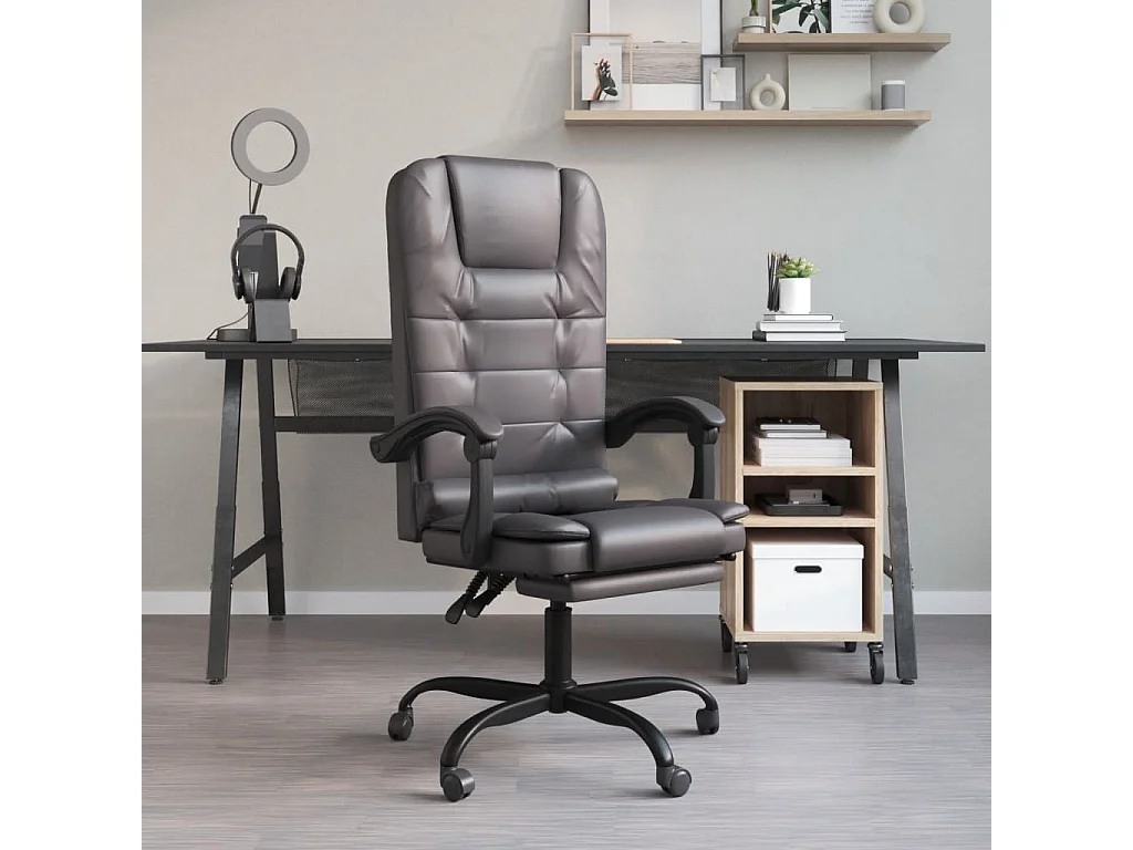Fauteuil de massage inclinable de bureau Gris Similicuir
