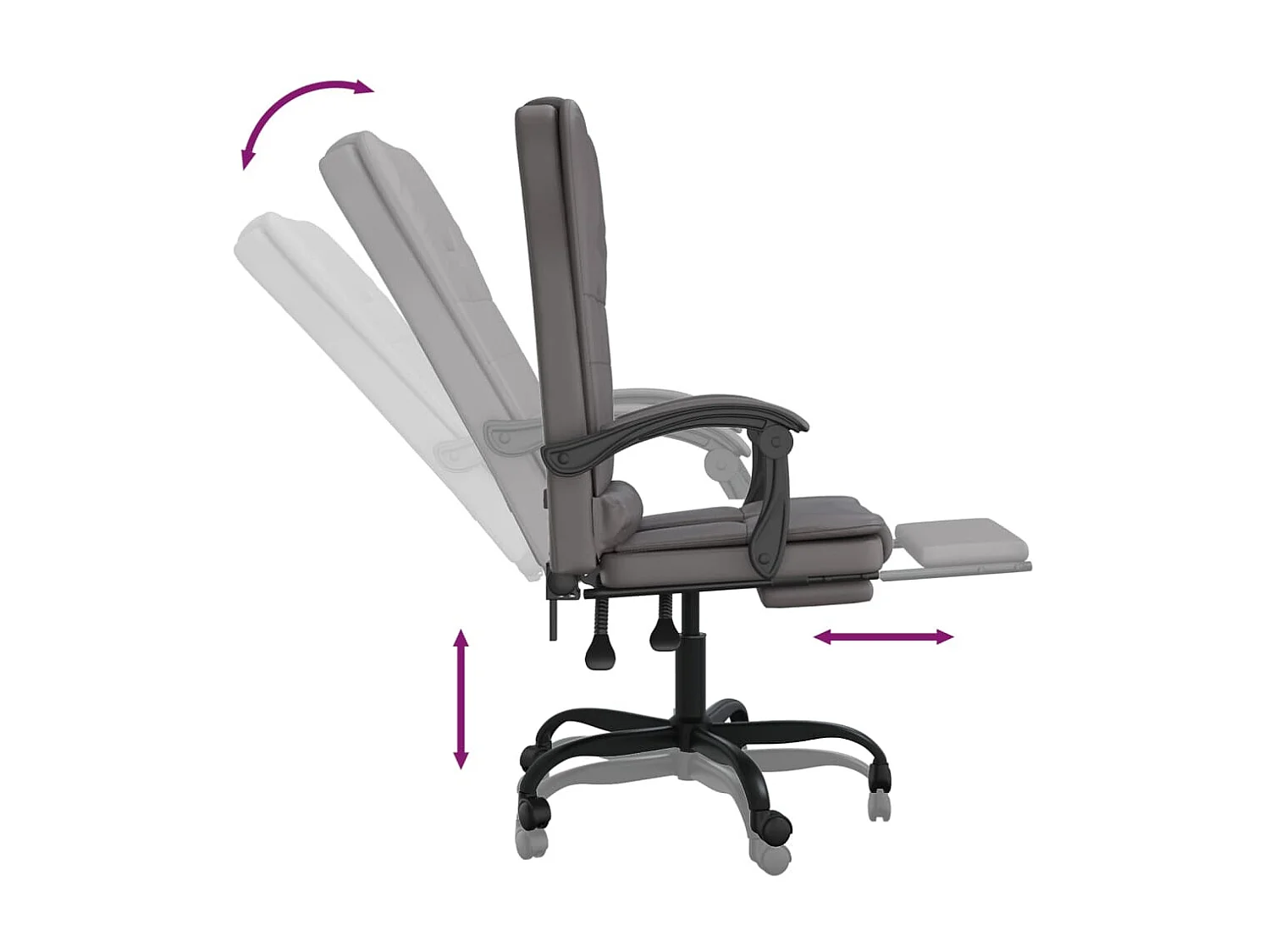 Fauteuil de massage inclinable de bureau Gris Similicuir