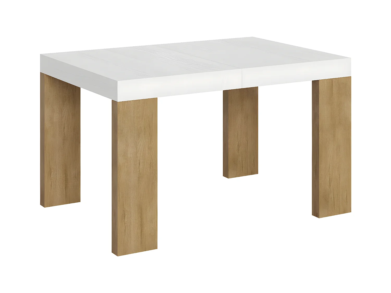 Table rectangulaire extensible blanche et bois clair 130 à 234cm Ribo-Sur roulettes