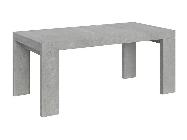 Table à manger extensible bois Ribo-Couleur Gris ciment-Sur roulettes-5 rallonges fines-160 à 420cm