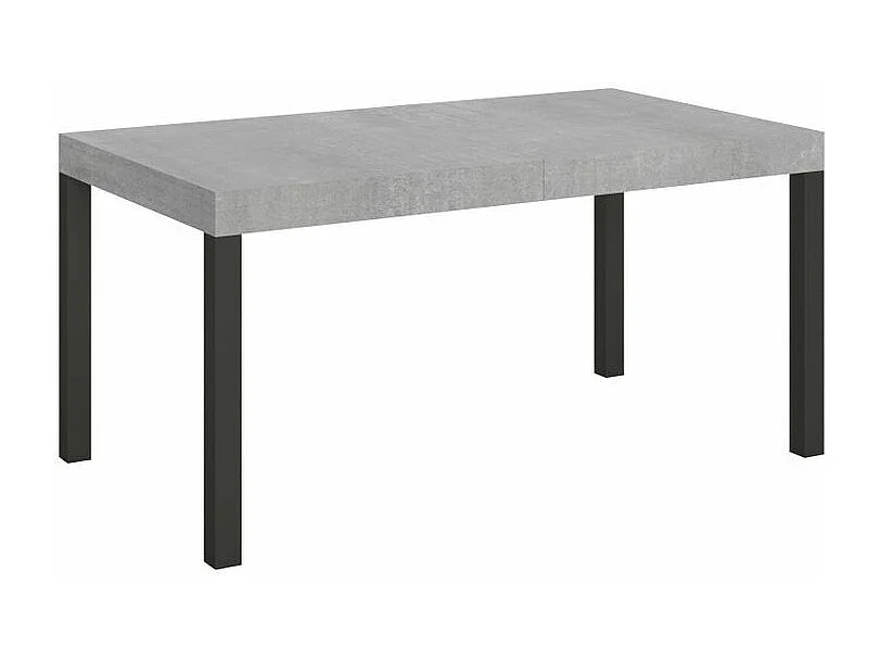 Table à manger extensible Karry-Couleur Gris ciment-Sur roulettes-160 à 420cm