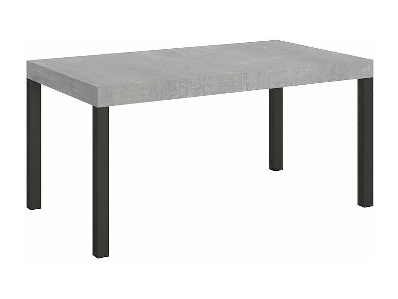 Table à manger extensible Karry-Couleur Gris ciment-Sur roulettes-160 à 420cm