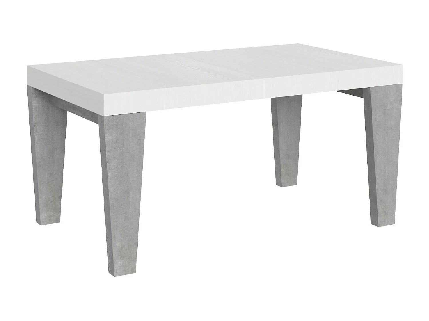 Table extensible blanche et pieds gris béton 6 à 20 places Kristo 160 à 420cm-4 pieds