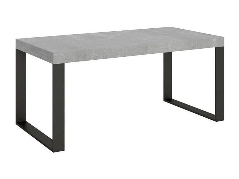 Table à manger extensible Tiroz-Couleur Gris ciment-4 pieds-5 rallonges épaisses-180 à 440cm