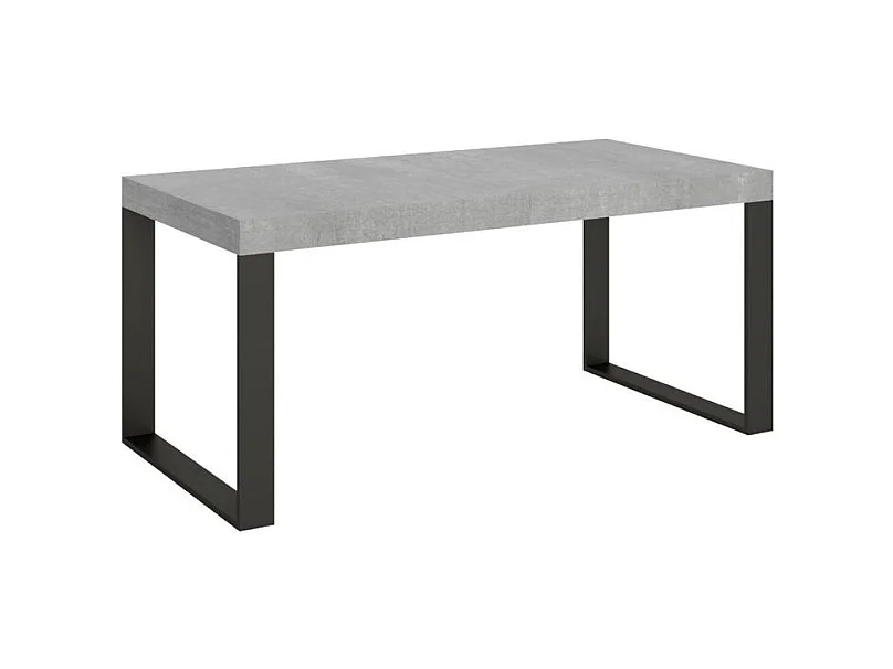 Table à manger extensible Tiroz-Couleur Gris ciment-4 pieds-5 rallonges épaisses-180 à 440cm