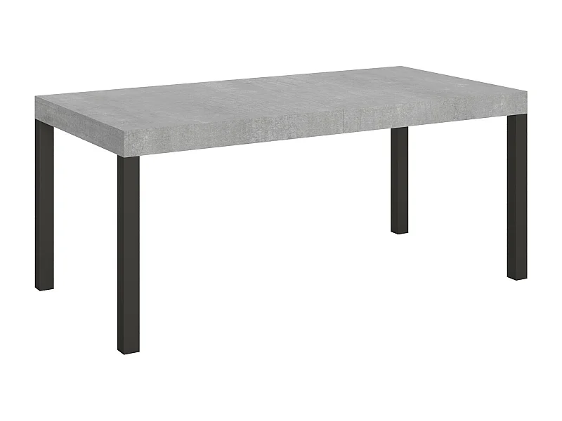 Table à manger extensible Karry-Couleur Gris ciment-Sur roulettes-180 à 440cm