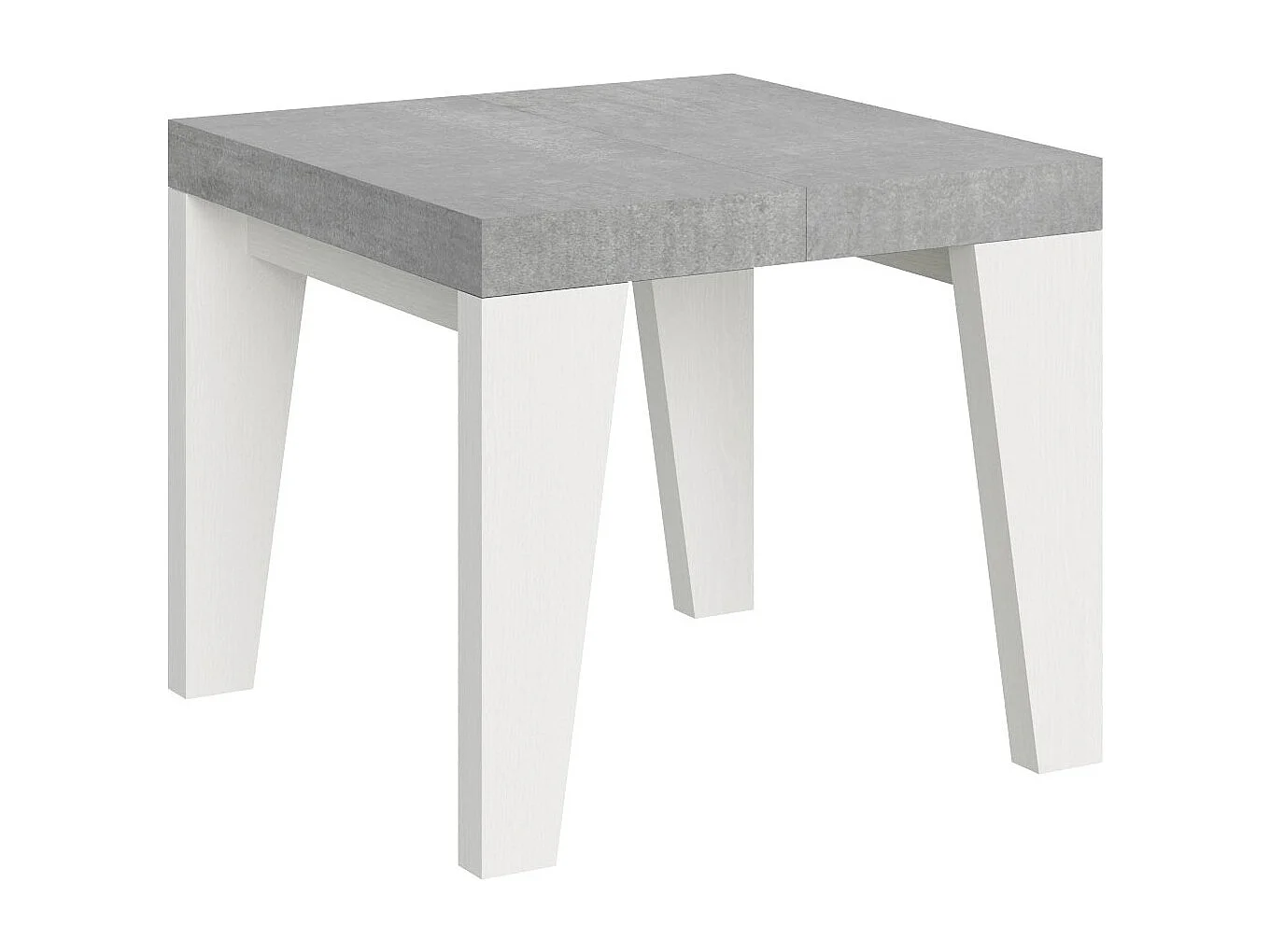 Mesa extensible cuadrada pequeña en madera blanca y gris de 90 a 246 cm Nako-Soporte 4 pies