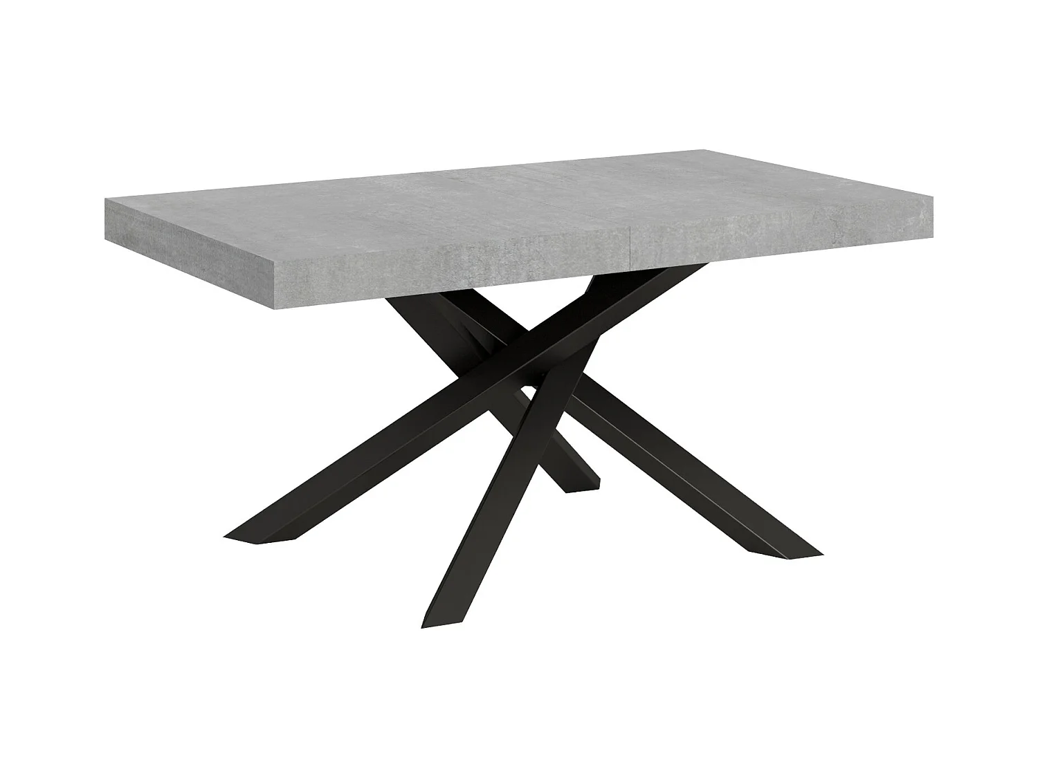 Table extensible pieds entrelacés anthracite Artemis-Couleur Gris ciment-5 rallonges fines-160 à 420cm