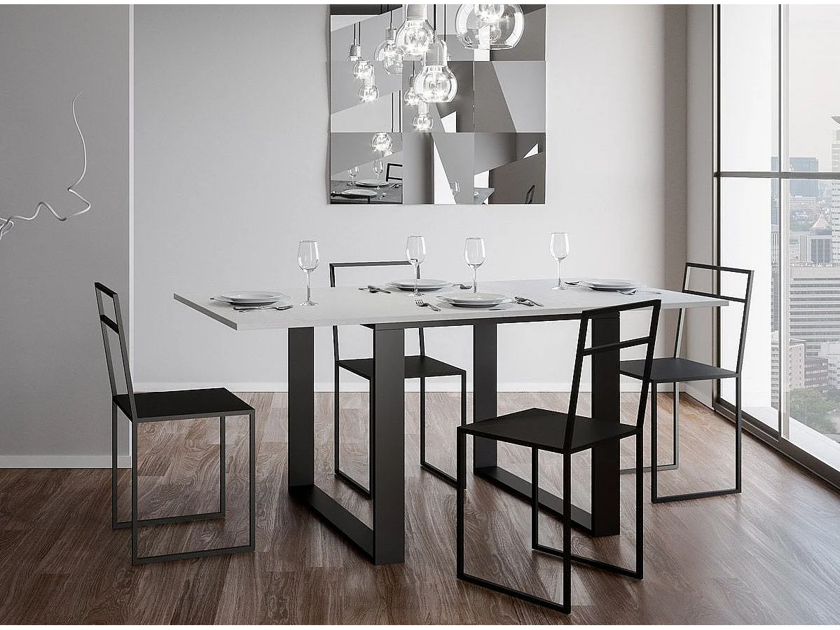 Mesa extensible cuadrada pequeña 90x90/180 cm Tiroz evolución-Color Blanco