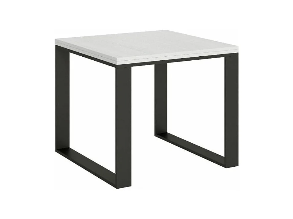 Kleine vierkante uitschuifbare tafel 90x90/180 cm Tiroz evolution-Kleur Wit