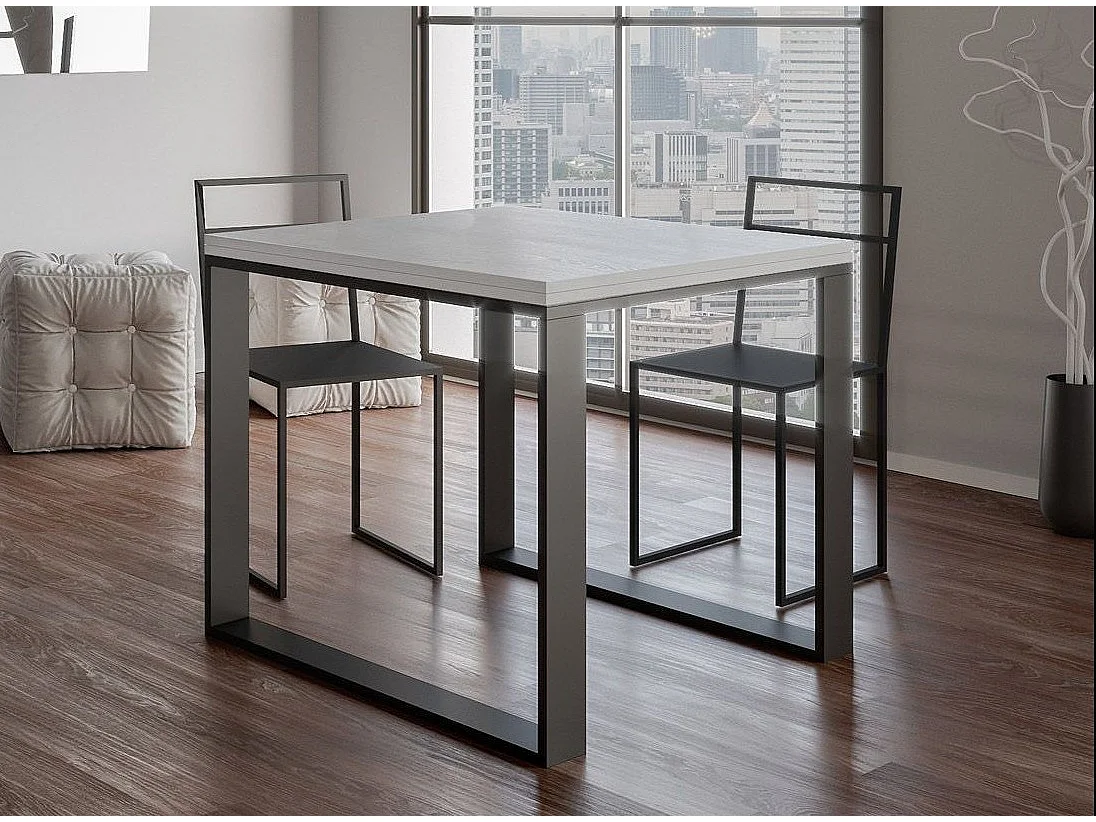 Petite table carrée extensible 90x90-180 Tiroz evolution-Couleur Blanc