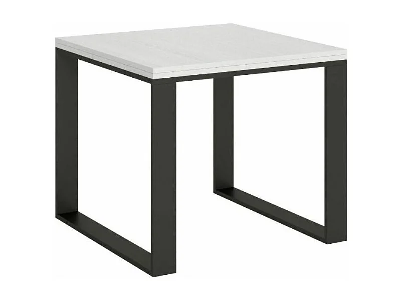Kleine vierkante uitschuifbare tafel 90x90/180 cm Tiroz evolution-Kleur Wit