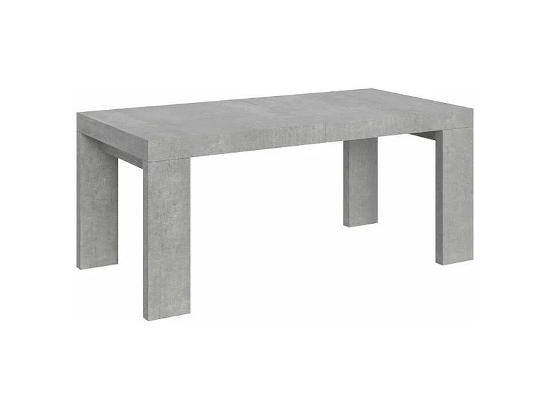 Table à manger extensible bois Ribo-Couleur Gris ciment-4 pieds-5 rallonges fines-180 à 440cm